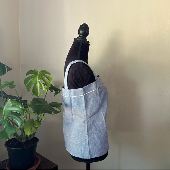 Vintage Blue Houndstooth 70s Square Neck Tank Top - Picture 3 of 15